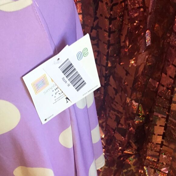 LULAROE AZURE skirt in purple & white polka dots, size medium - Picture 6 of 12